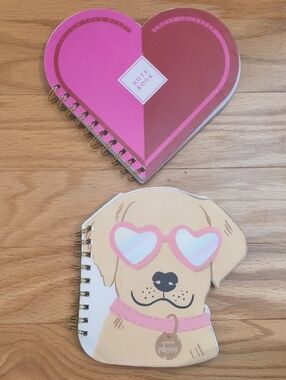 Fringe Studio Pink Heart & Dog Spiral Notebooks Set Of 2 NWT
